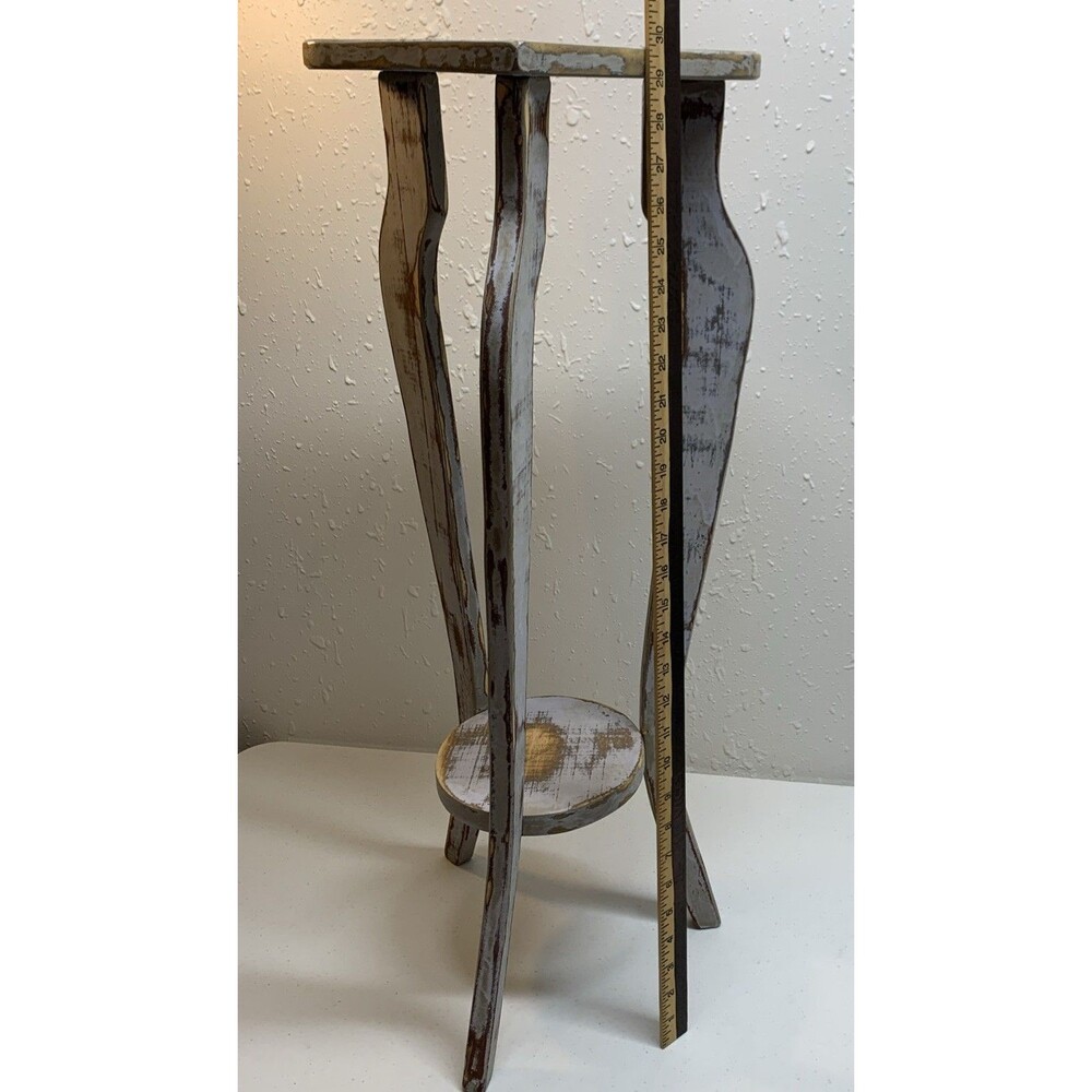 Vintage Country Wooded HEART End Table Plant Stand Farmhouse Cottage Rustic - Picture 2 of 9